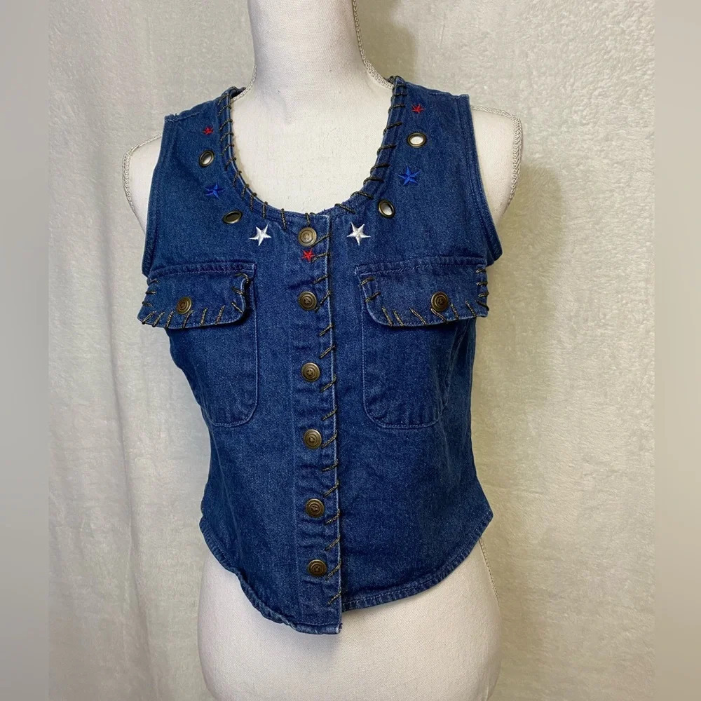 L.A. Blues patriotic Jean vest women’s size s. Vintage‎